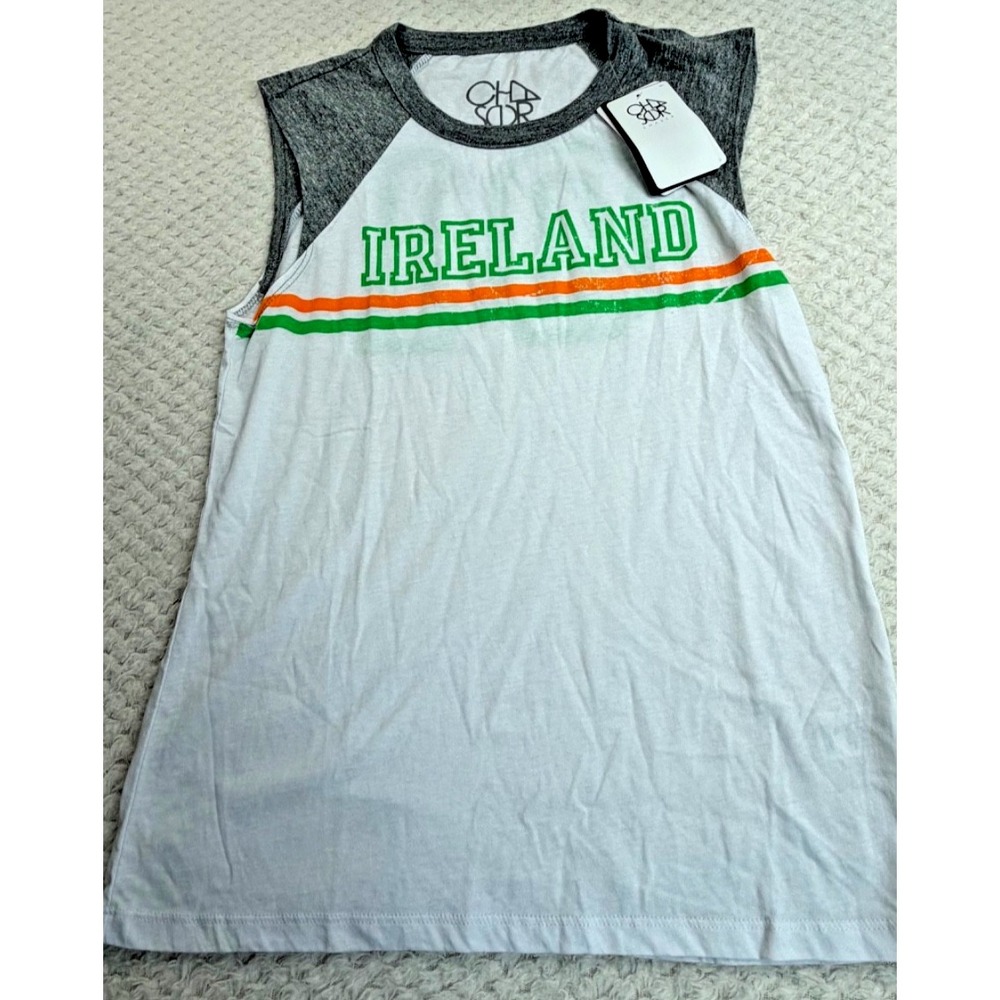 CHASER Women's Ireland Graphic Tank Crew Neck T Shirt Med NWT